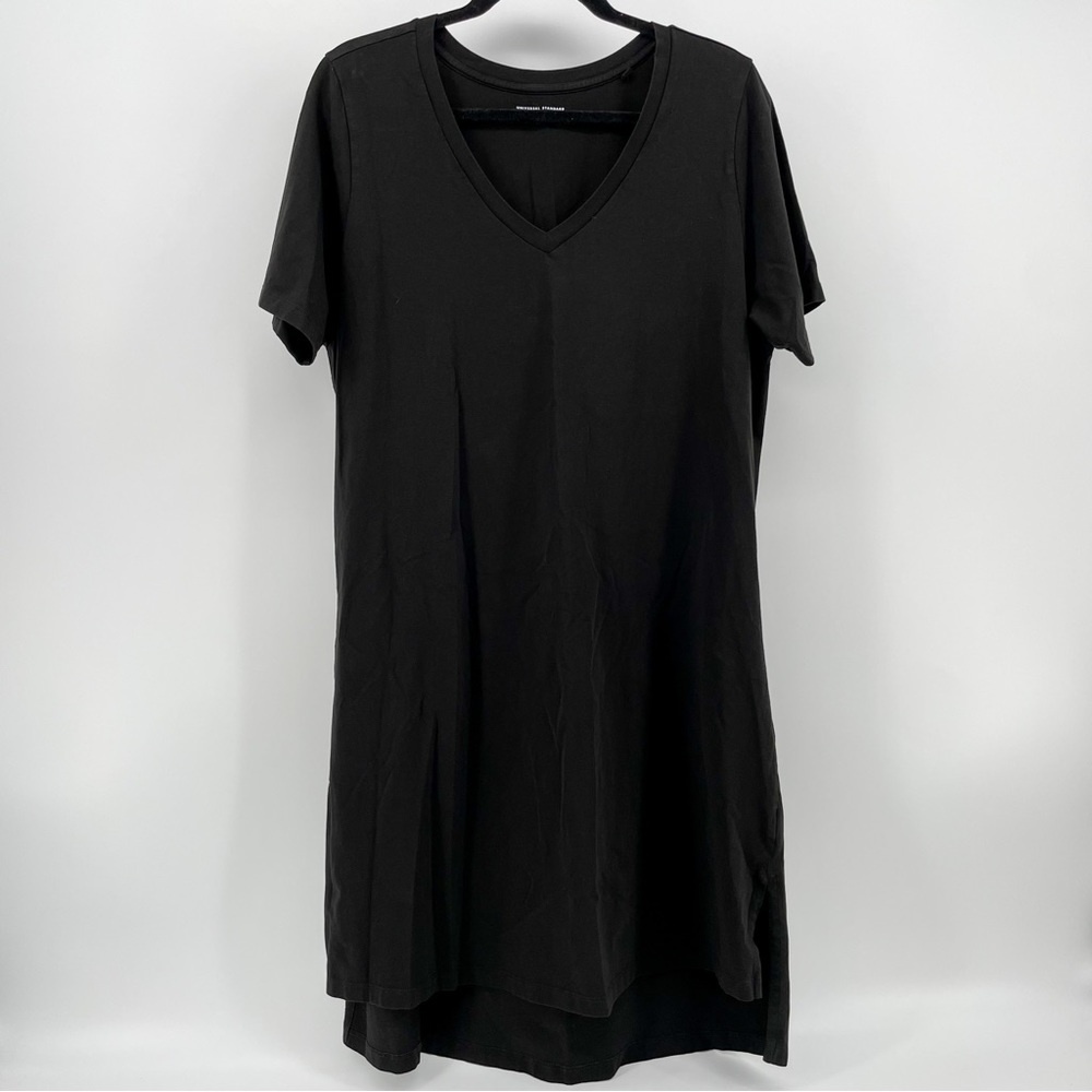 Universal Standard T-Shirt Dress Black V-Neck Casual S 14/16